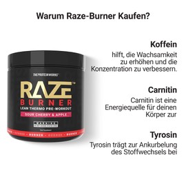 Protein Works Raze Burner Pre Workout Powder | Tropical | Thermogenic | Caffeine, Carnitine & Tyrosine | 30 Servings