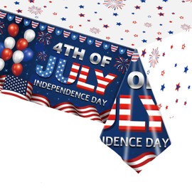 MYSXN 4th of July Tablecloth,PE Table Cover for Independence Day,54x108 Inch Disposable 4th of July Table Decoration (Blue)