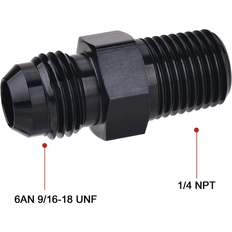 SYKRSS Straight 6AN Male Flare to 1/4" NPT Pipe Adapter