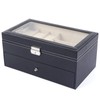 Sunglass Watch Organizer Box,Black PU Leather 6 Watch Box and