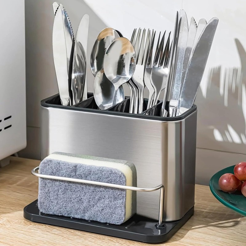 PELLUM Sponge Holder for Kitchen Sink, Stainless Steel Rustproof, Sink