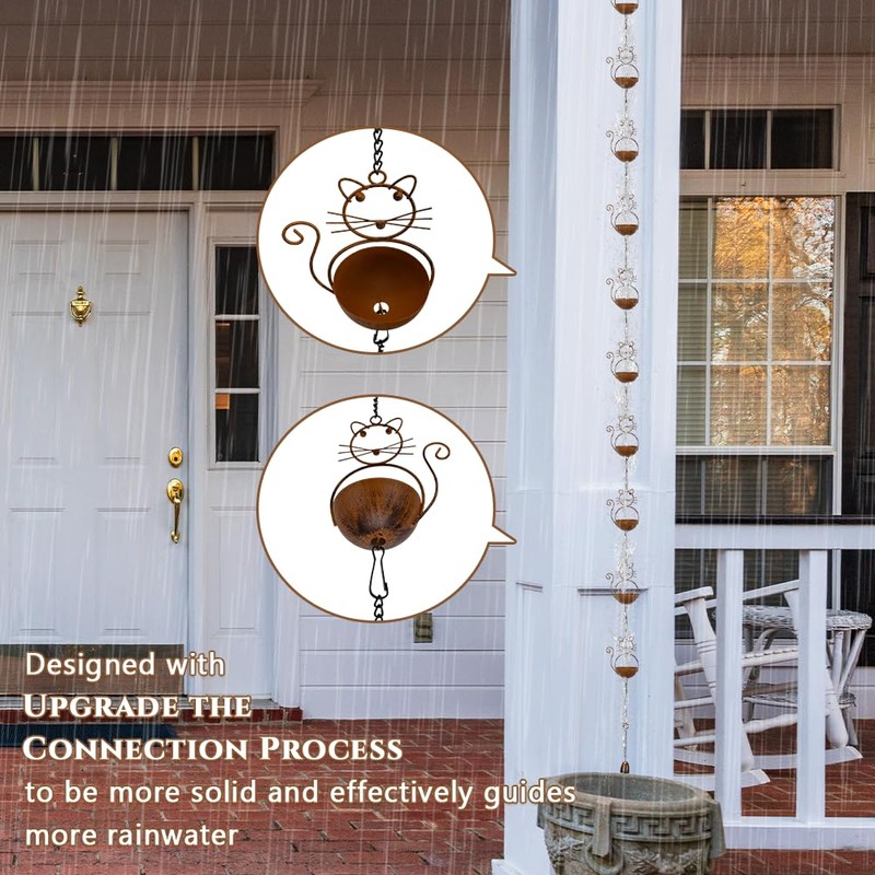 giole 10.53ft Rain Chain for Outside, Rain Chain with 10