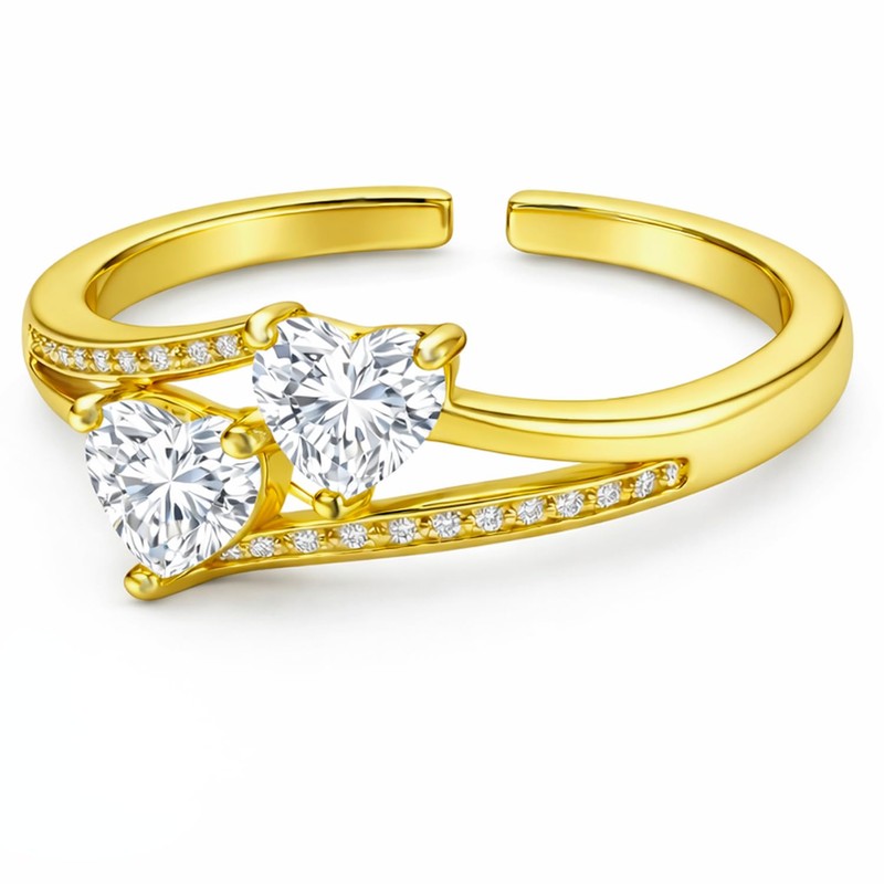 VENUS Anillos Compromiso Promesa Baño Oro 18k Ajustables, Mujer, Pareja,