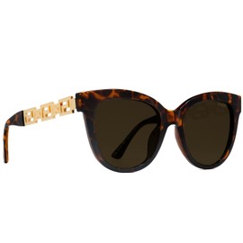 NYS Collection Trendy Polarized Sunglasses for Women, Retro Womens Square Cat Eye Sunglasses (Tortoise Shell Frame-Brown Lens)