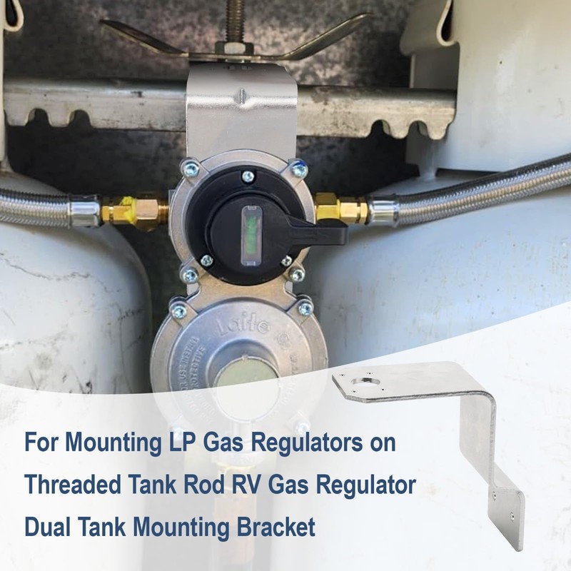 GGTE Universal L-Mount Regulator Mounting Bracket, RV Post Dual Tank