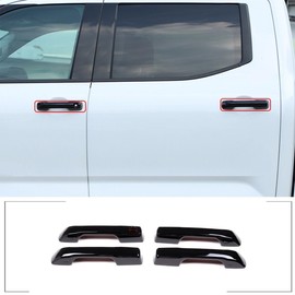 4pcs Gloss Black ABS Car Outer Side Door Handle Panel Cover Fit for Toyot@ Tundra/Sequoia 2022 2023 2024 2025 Auto Exterior Door Handle Protective Trim Cover