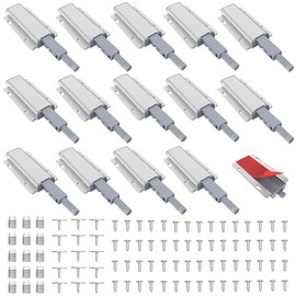 Mskilrh 15 Pack Push to Open Cabinet Hardware, Touch Latches for Cabinet Doors, Magnetic Cabinets Latch, Magnetic Push Latches for Cabinets to Open Latch，Silver