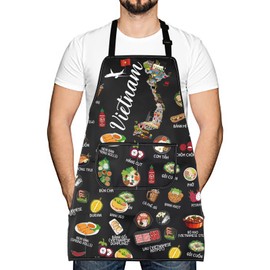 Vietnam Country Map Asia Cuisine Lover Kitchen Apron Mom Dad BFF Vietnamese Food Cooking Travel Apron (Vietnam)