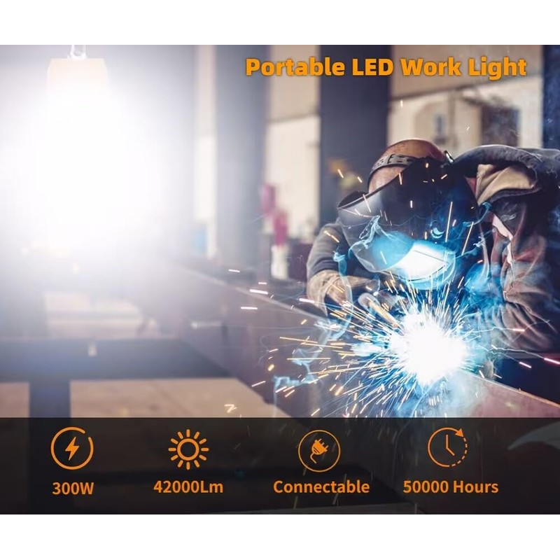 400W LED Temporary Work Light,Portable Hanging Construction Work Light,5000K 56000LM,with