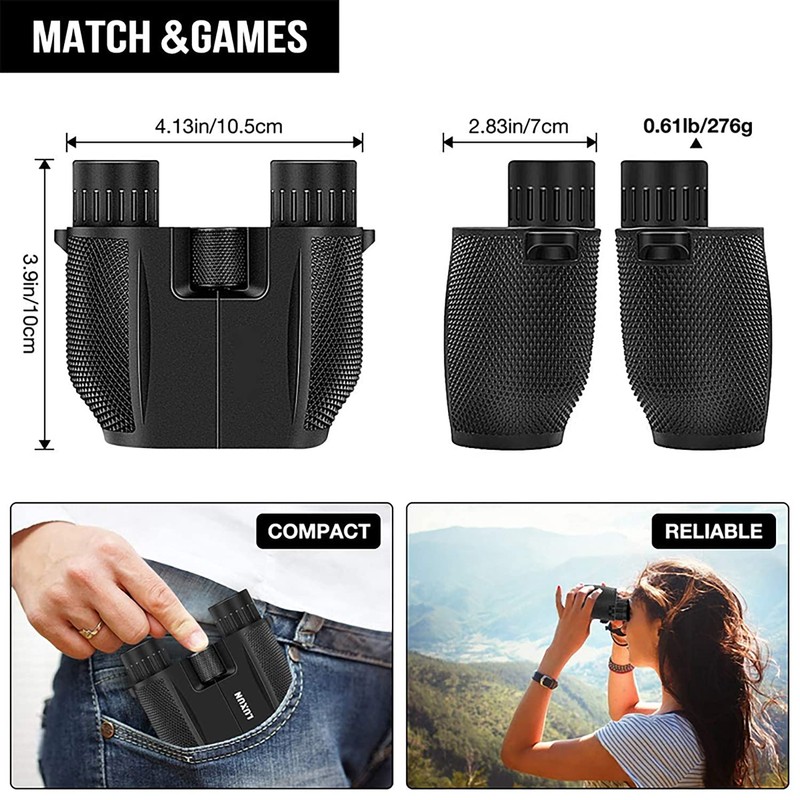 Yotsuba Compact Binoculars, Foldable Waterproof BAK-4 Binoculars 10 x 25
