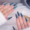 THCEVRLA Handmade Nail Tips, Medium, Long, Almond, Blue Diamond Nail