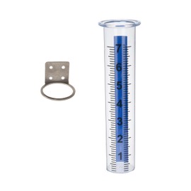 Mateda 7" Plastic Rain Gauge Replacement Tube with Lid Design, Easy to Read Freeze Proof Rain Gauges (Plastic Tube with Rack (Blue Strip))