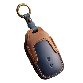 HIBEYO Leather Key Fob Cover Car Accessories Fit for Toyota Corolla RAV4 Camry GX FJ150 Prius Yaris Land Cruiser Highlander LX RX NX Hilux Previa Aygo Prado Levin Key Case-2 Button Blue
