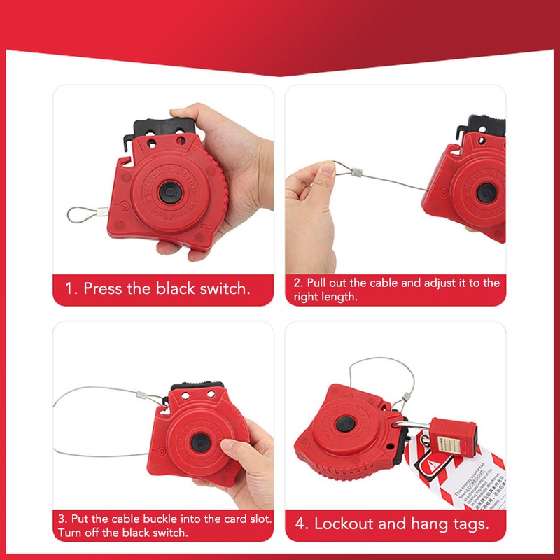 Lockout Tagout Cable Lock 2mm Stainless Steel LOTO Cable Lockout