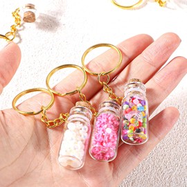 HJZHII 10 Pcs Mini Glass Bottles, 3ml Wish Jar Keychains with Corks Lids Tiny Jars Potion Bottle Miniature Message Bottles for DIY Crafts Backpack Bag Hanging Wedding Party Favors