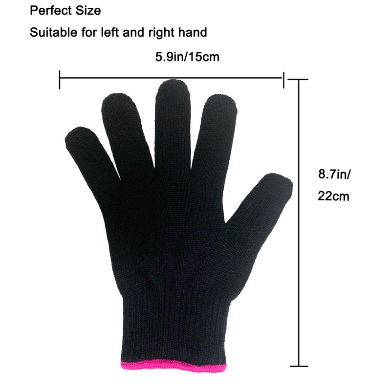 2 Lessmon Hair Styling Professional Heat Resistant Gloves, Black