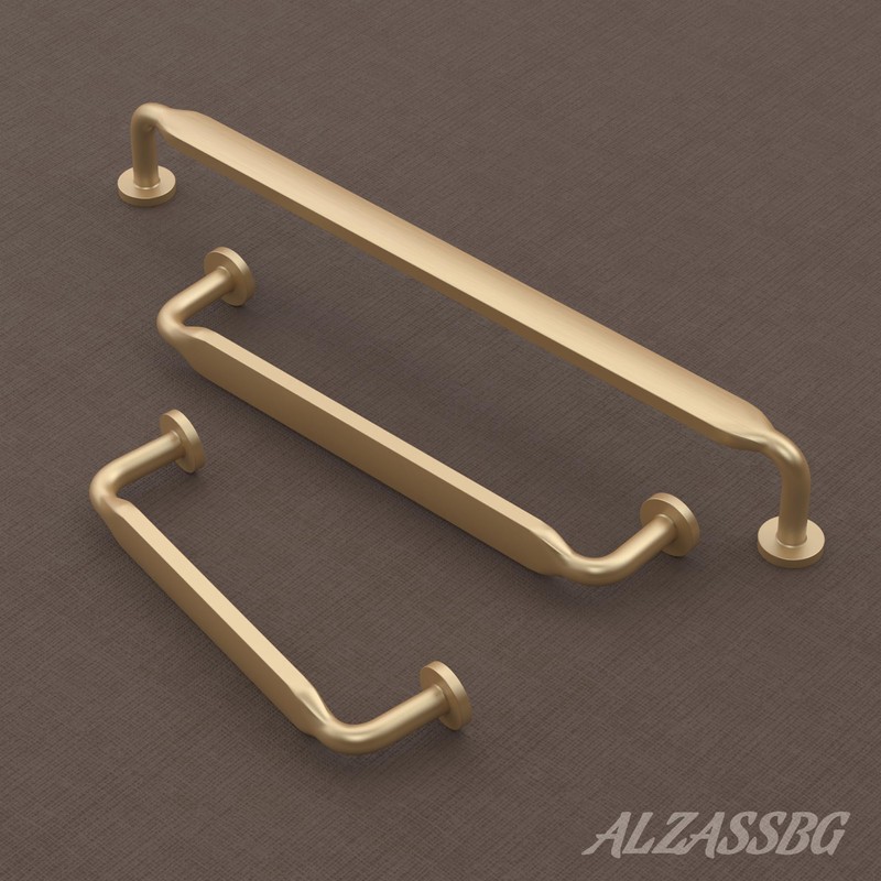 Alzassbg 6 Pack Brushed Brass Cabinet Handles, 5 Inch(128mm) Hole