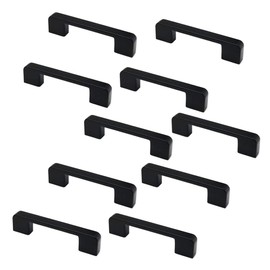 Set of 10 NUZAMAS Matt Black Cabinet Door Handles and Pulls, Furniture Drawer Handles, Zinc Alloy, 106mm Long, Kitchen Cabinet Wardrobe Knobs Bars, Center to Center 96mm