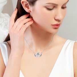 Alphm Horse Shoe Necklace 925 Sterling Silver Turquoise Horseshoe Pendant Western Horseshoe Jewelry Present for Women