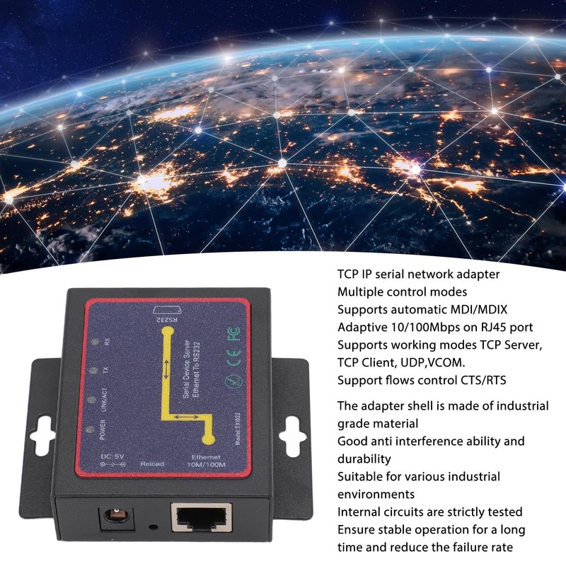 Zunate Serial Device Server Converter, RJ45 to RS232 Device Server