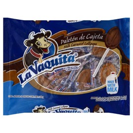 Canels La Vaquita Paleton de Cajeta Milk caramel lollipops 11.85 oz Bag (Approx 24 Lollipops)