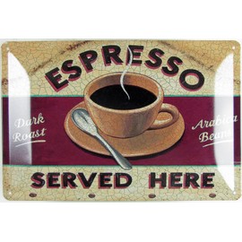 Tin Sign 20 x 30 cm Curved Espresso Coffee Cafe Bar Coffee Arabica Beans Decorative Gift Sign Bistro