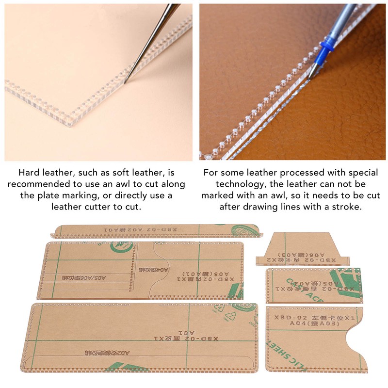 6PCS Acrylic Template DIY Wallet Pattern Handmade Making Mold Craft