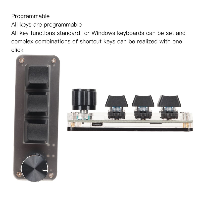 USB Mini 3 Key Keypad with Knob DIY Programmable Type