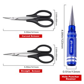 3-Pack HobbyPark RC Body Reamer Hole Puncher and Curved Scissors & Straight Scissors Trimming Tools Set for RC Car Body Shell Lexan Plastic