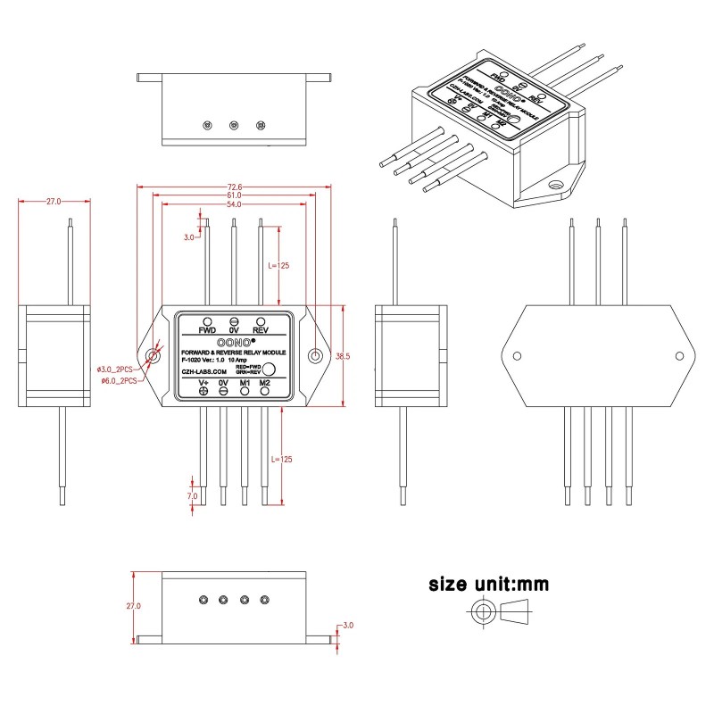 Oono Forward And Reverse Relay Module For Motor/linear Actuator, Rever