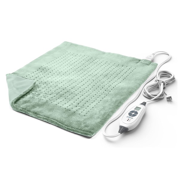 Pure Enrichment® WeightedWarmth™ Extra-Wide Weighted Heating Pad (20” x 24”) 3.5 lbs, 6 InstaHeat™ Settings, BPA-Free Non-Toxic Beads, & Microplush — Ideal for Back Pain, Sore Joints, & Cramps (Jade)