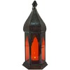 GURU SHOP Oriental Metal/Glass Lantern in Moroccan Design, Red, Colour: