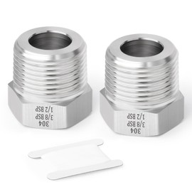 TAISHER 5 Pcs Forging of 304 Stainless Steel Reducer Hex Bushing, 1/2" Male BSP to 3/8" Female BSP, Reducing Forging Pipe Adapter Fitting, for Water Oill Air Gas