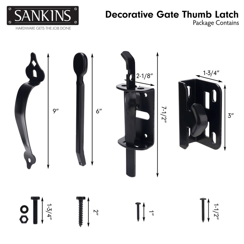 SANKINS Thumb Gate Latch for Wooden Fence Heavy Duty, Thumb