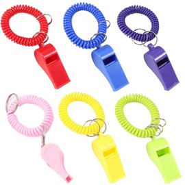 6 Pcs Coaches Referee Whistles with Lanyards, Colorful Whistles for Football Sports Lifeguards Survival Emergency Training, PVC Sports Whistle for Kids for Coaches Referees Party Gift Decorations