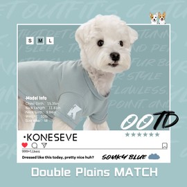 Koneseve Dog Shirt Soft Clothes Stretchy Tee for Medium Large Dogs 2-Pack Sunny Red & Smoky Blue 5XL