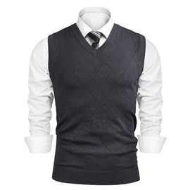 iClosam Men’s V-Neck Comfort-Fit Cotton Knitted Waistcoat - l