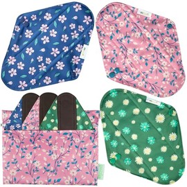 wegreeco- Compresas menstruales de tela Wegreeco - Compresas suaves y lavables para mujer - Protectores diarios reutilizables para mujer - Paquete de 6 con 1 mini bolsa impermeable de tela (Pequeña, C