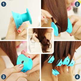 Rizos Sin Calor - (40 piezas)20 Grandes y 20 Pequeños, Rulos para Cabello Sin Calor de Suave, Rodillos mágicos para el Cabello para Cabello Largo, Medio Corto - Viajes, Citas, Fiestas (Rosa y azul)