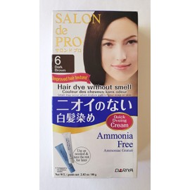SALON de PRO Japanese Hair Dye #6 Dark Brown (For Gray Hair) Ammonia Free Lolita