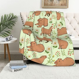Capybara Blanket Capybara Gifts for Girls Boys Soft Throw Blanket 40x50 Inches Fleece Blanket Comfy Capybara Plush Blanket Flannel Blanket Couch Sofa Blanket Birthday Gifts for Women Men Kids,Green