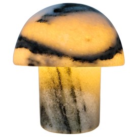 Handcrafted Natural Stone Mushroom Lamp - Rechargeable Bedside LED Night Light with Type-C Port, Unique Marble Table Lamp for Modern Interiors