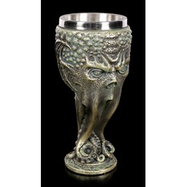 Figuren Shop GmbH Fantasy Drinking Goblet - Cthulhu Decorative Goblet Drinking Cup Wine Cup Decorative Item HP-Lovecraft with Stainless Steel Insert Height 17 cm