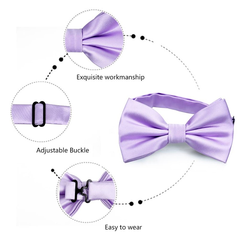 Alizeal Mens Solid Color Adjustable Bow Ties, Lilac