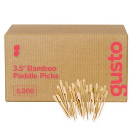 Comfy Package [Case of 5000] 3.5 inch Wooden Paddle Picks, Bamboo Skewers - Toothpicks For Cocktails, Grilling, Appetizers, Fruits, Barbeque and Sandwiches