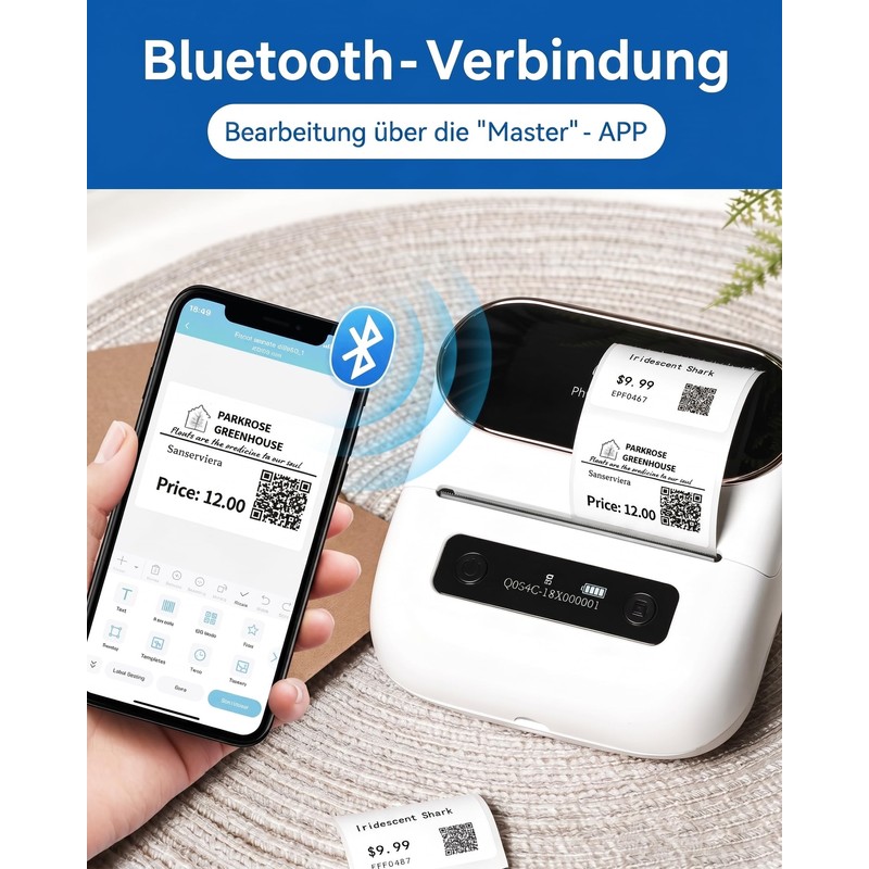 Phomemo M220 Bluetooth Label Printer, Portable Label Device, Bluetooth Thermal