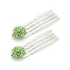 Small Decorative Hair Comb Mini Cluster Rhinestone Crystal Bridal Hair Comb, Set of Two, Green