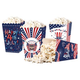 12 Pieces 4th Of July Independence Day Popcorn Box Independence Day Party Favor Snack Treat Boxes Candy Cookie Container Decorations Gifts for Kids Adults Independence Day Party Favor Supplies