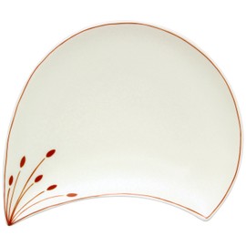 Arita Ware 97519 Koraku Kiln Plum Petal Dish, White Glazed Silver Color