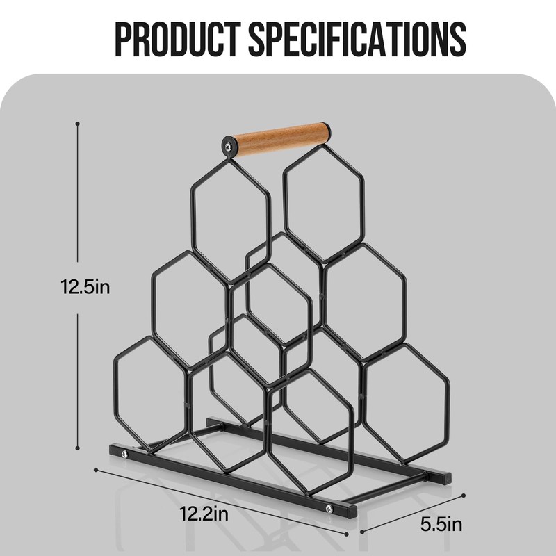 Drincarier Small Black Wine Rack 6 Bottle Holder Countertop -